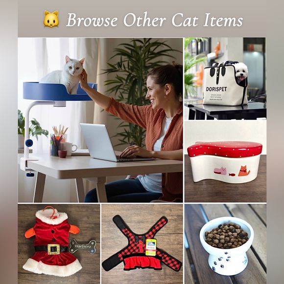 🐾 Blue Cat Desk Bed | Indoor Window or Office Nest | Elevated Space-Saving Perch - Picture 10 of 10